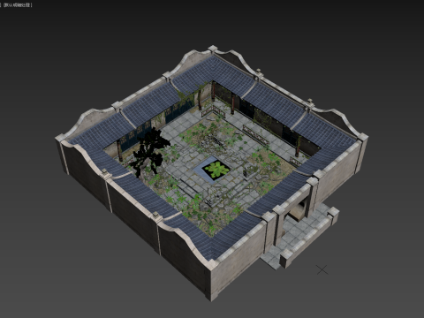 Asia Ancient buildings courtyard 3D Model