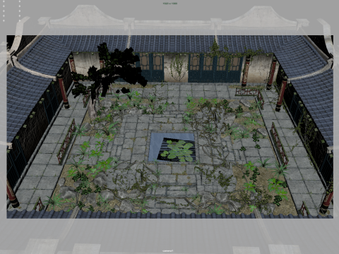 Asia Ancient buildings courtyard 3D Model