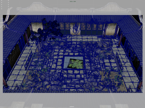 Asia Ancient buildings courtyard 3D Model