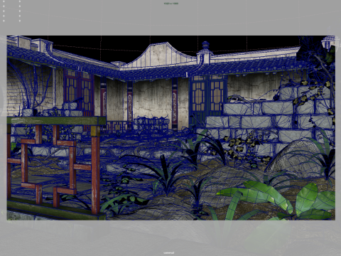 Asia Ancient buildings courtyard 3D Model
