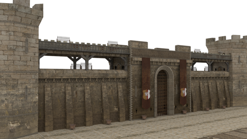 City Defensive Walls Model 3D .c4d .max .obj .3ds .fbx .stl .blend 