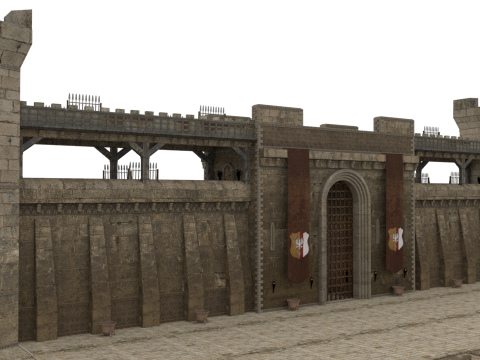 City Defensive Walls 3D Model
