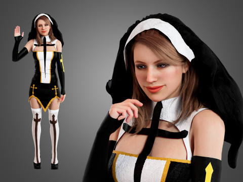 Nun Rigged 3D Model