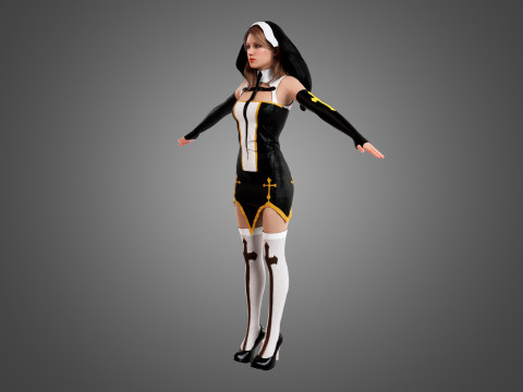 Nun Rigged 3D मॉडल