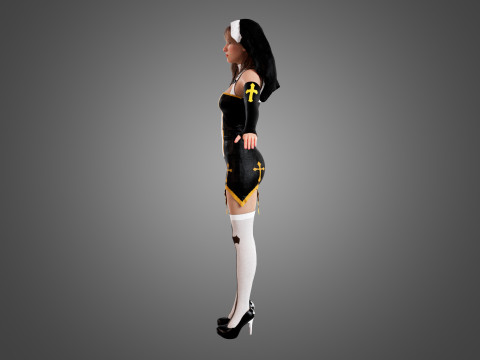 Nun Rigged 3D मॉडल