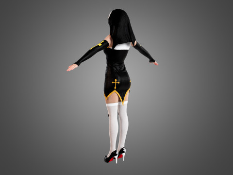 Nun Rigged 3D मॉडल