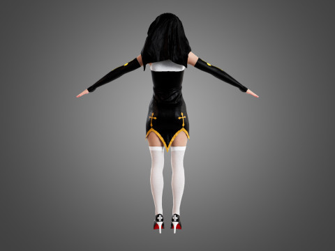Nun Rigged 3D मॉडल