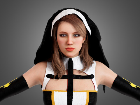 Nun Rigged 3D मॉडल