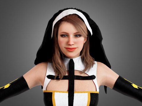 Nun Rigged 3D मॉडल