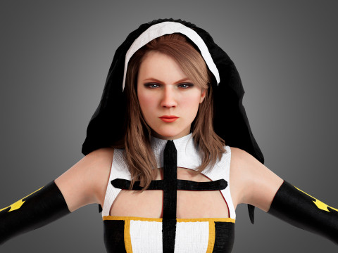 Nun Rigged 3D मॉडल