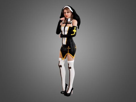 Nun Rigged 3D मॉडल