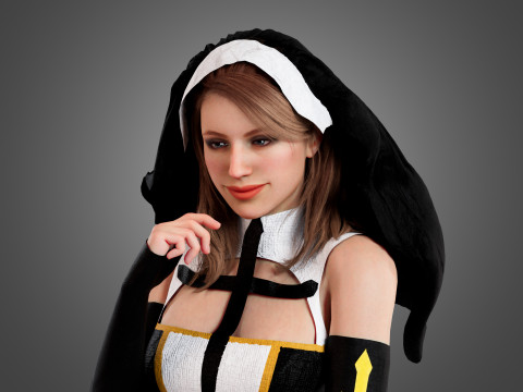 Nun Rigged 3D मॉडल