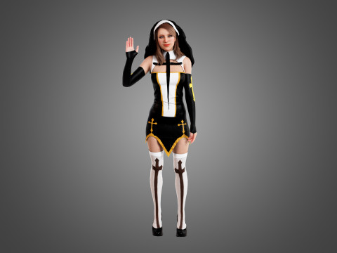 Nun Rigged 3D मॉडल