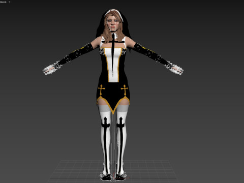 Nun Rigged 3D मॉडल