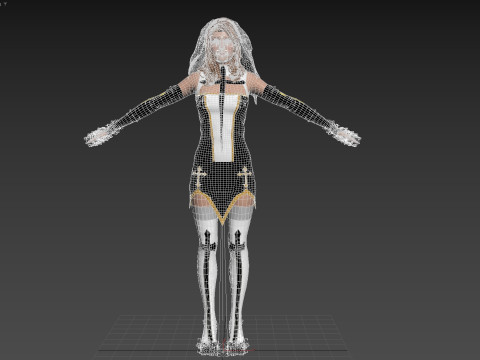 Nun Rigged 3D मॉडल