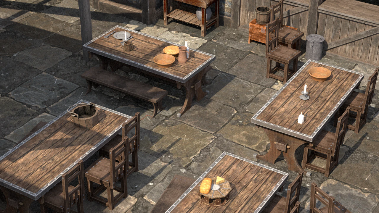 Medieval taverns 3D Model .c4d .max .obj .3ds .fbx .stl .blend 