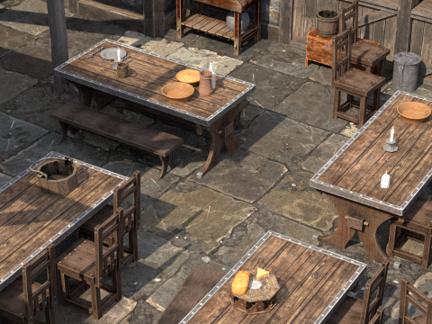 Medieval taverns 3D Модель