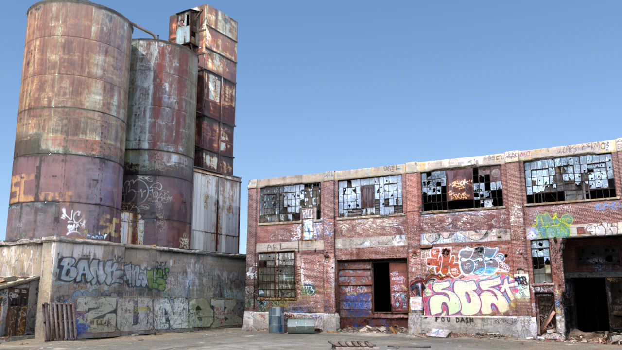 Abandoned Factory 3D Model .c4d .max .obj .3ds .fbx .stl .blend 