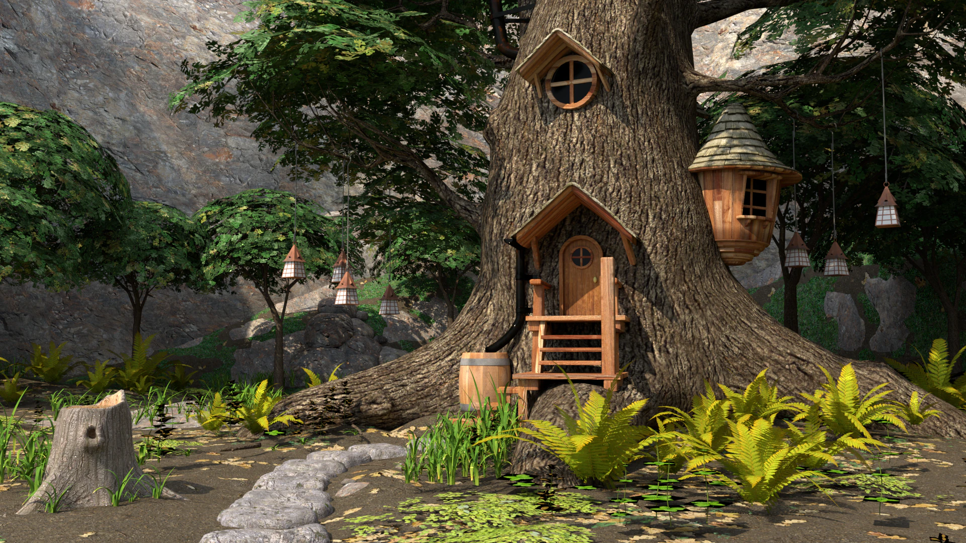 Tree House 3D Model .c4d .max .obj .3ds .fbx .stl .blend 