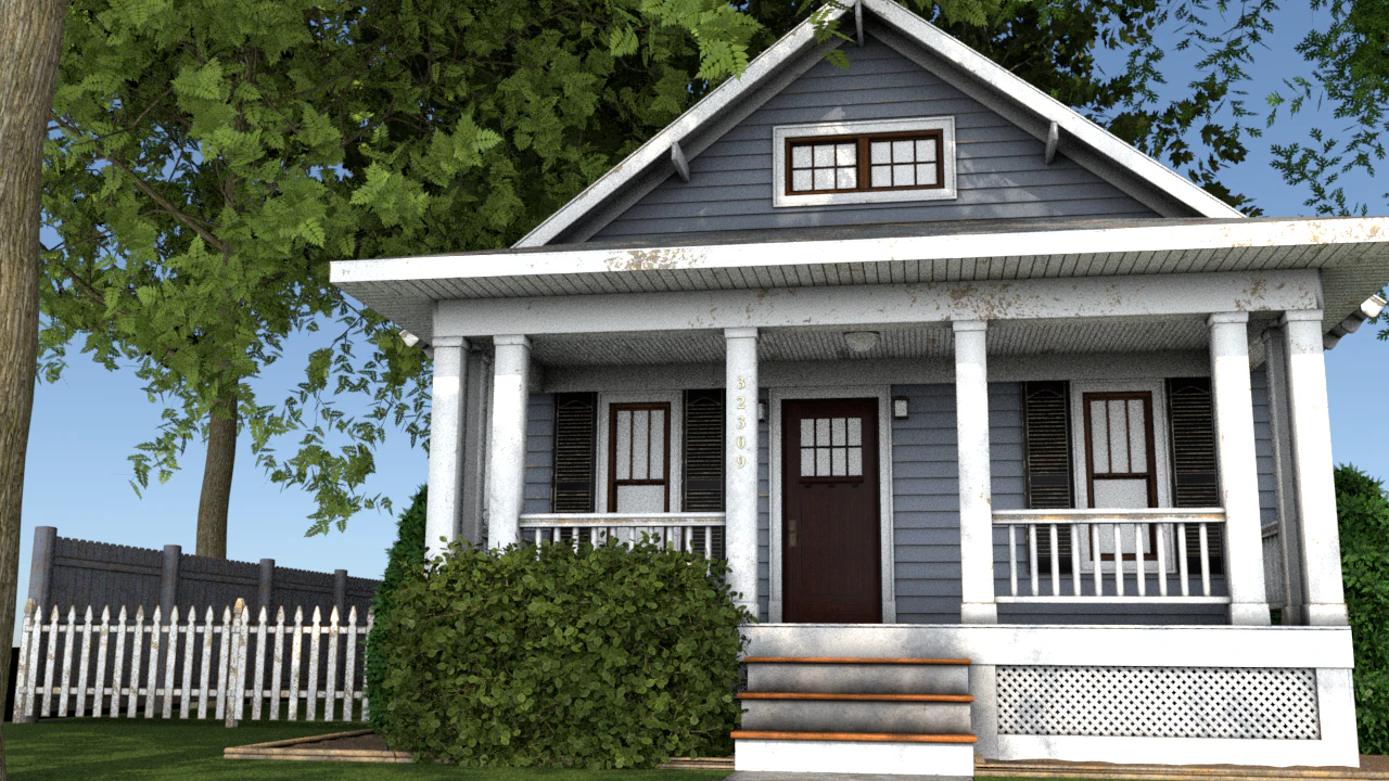 Classic Style American House 3D Model .c4d .max .obj .3ds .fbx .stl .blend 