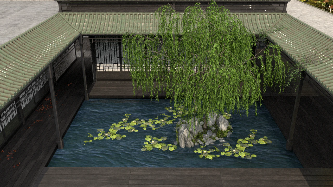 Courtyard 3D Model .c4d .max .obj .3ds .fbx .stl .blend 