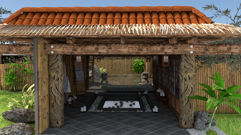 Japanese hot spring 3D Модель .c4d .max .obj .3ds .fbx .stl .blend 
