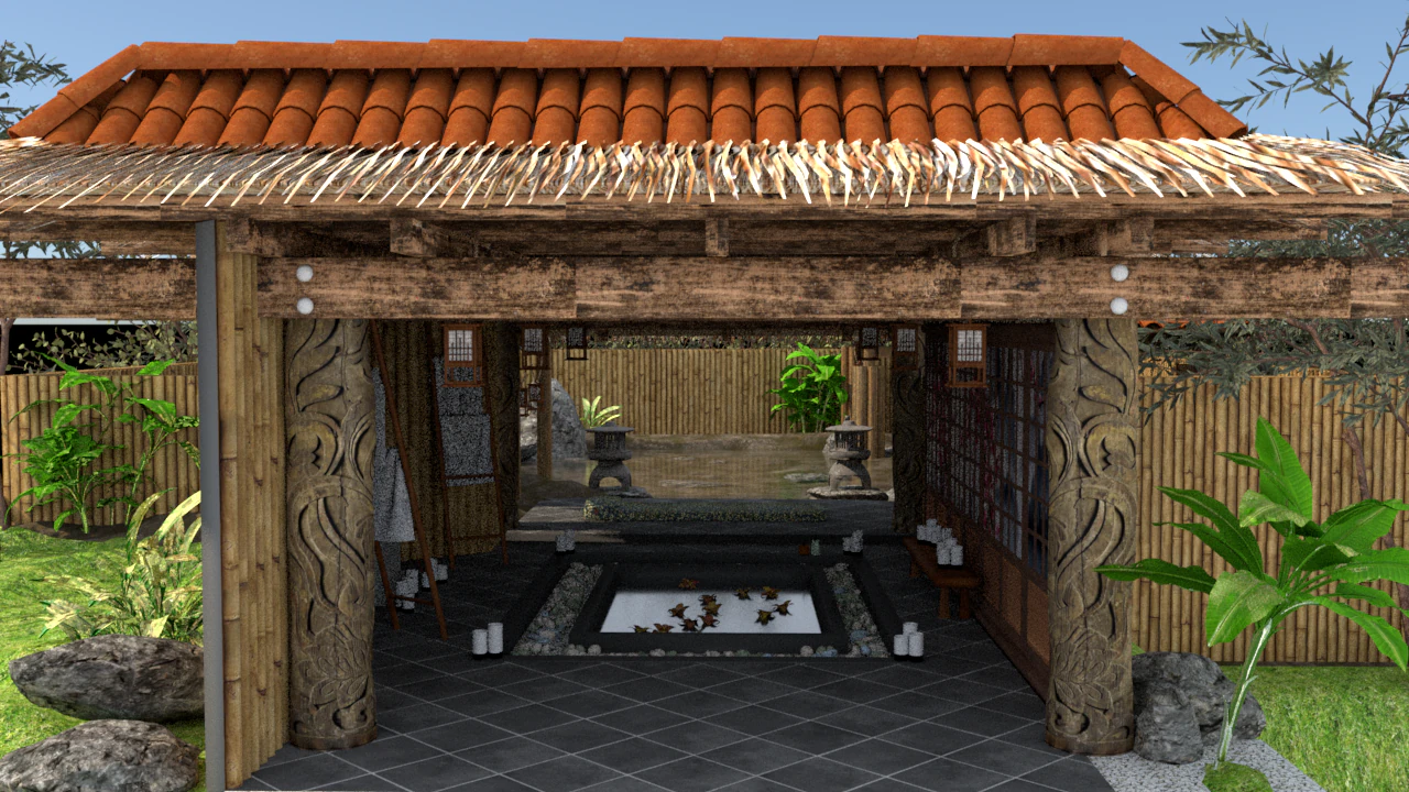 Japanese hot spring 3D Model .c4d .max .obj .3ds .fbx .stl .blend