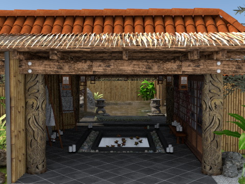 Japanese hot spring 3D Model