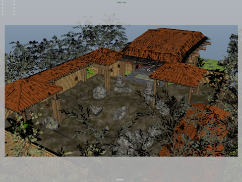 Japanese hot spring 3D Модель
