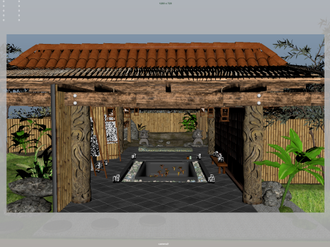 Japanese hot spring 3D Модель