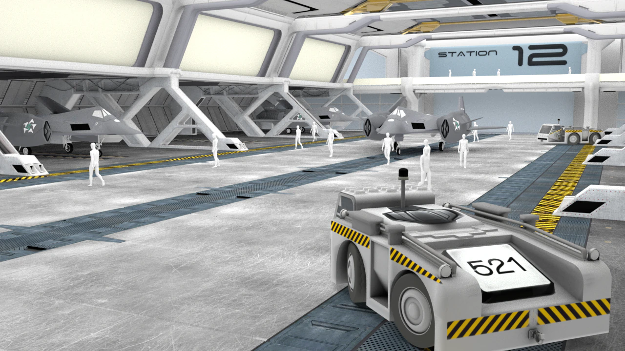 Sci Fi hangar 3D Model .c4d .max .obj .3ds .fbx .stl .blend 