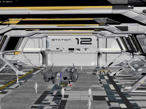 Sci Fi hangar 3D Model