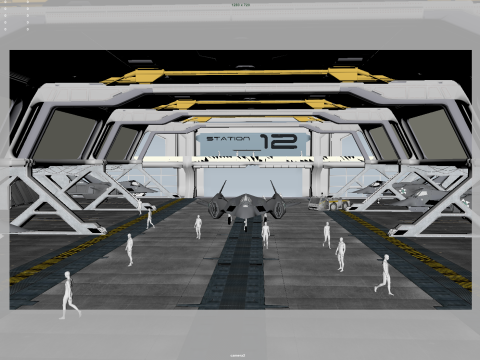 Sci Fi hangar Model 3D