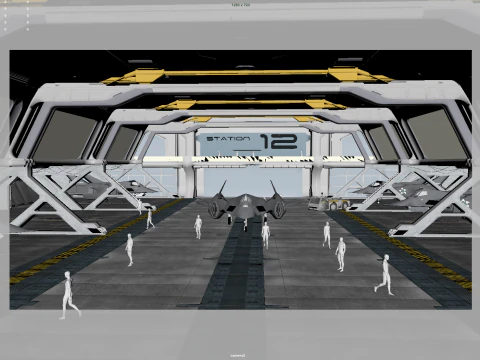 Sci Fi hangar 3D Model