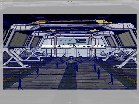 Sci Fi hangar 3D Model