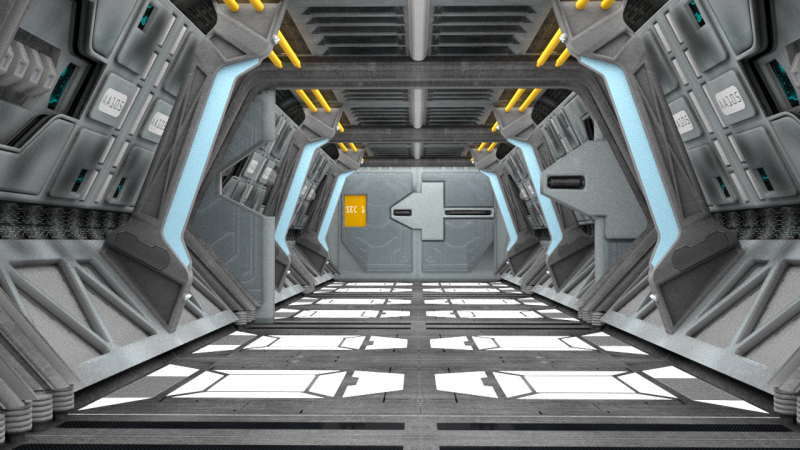 Sci Fi Corridor 3D Модель .c4d .max .obj .3ds .fbx .stl .blend 