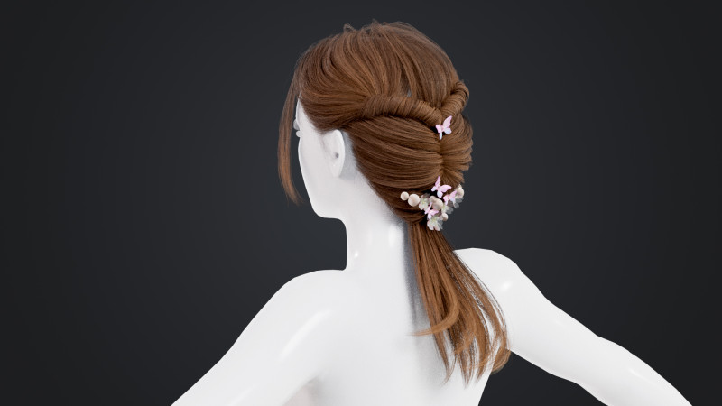 Female Hair 3D Model .c4d .max .obj .3ds .fbx .stl .blend 