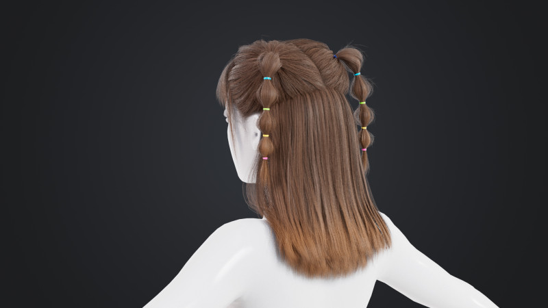 Female Hair 3D Model .c4d .max .obj .3ds .fbx .stl .blend