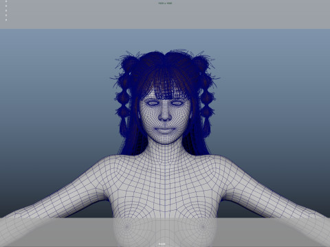 महिला बाल 3D मॉडल