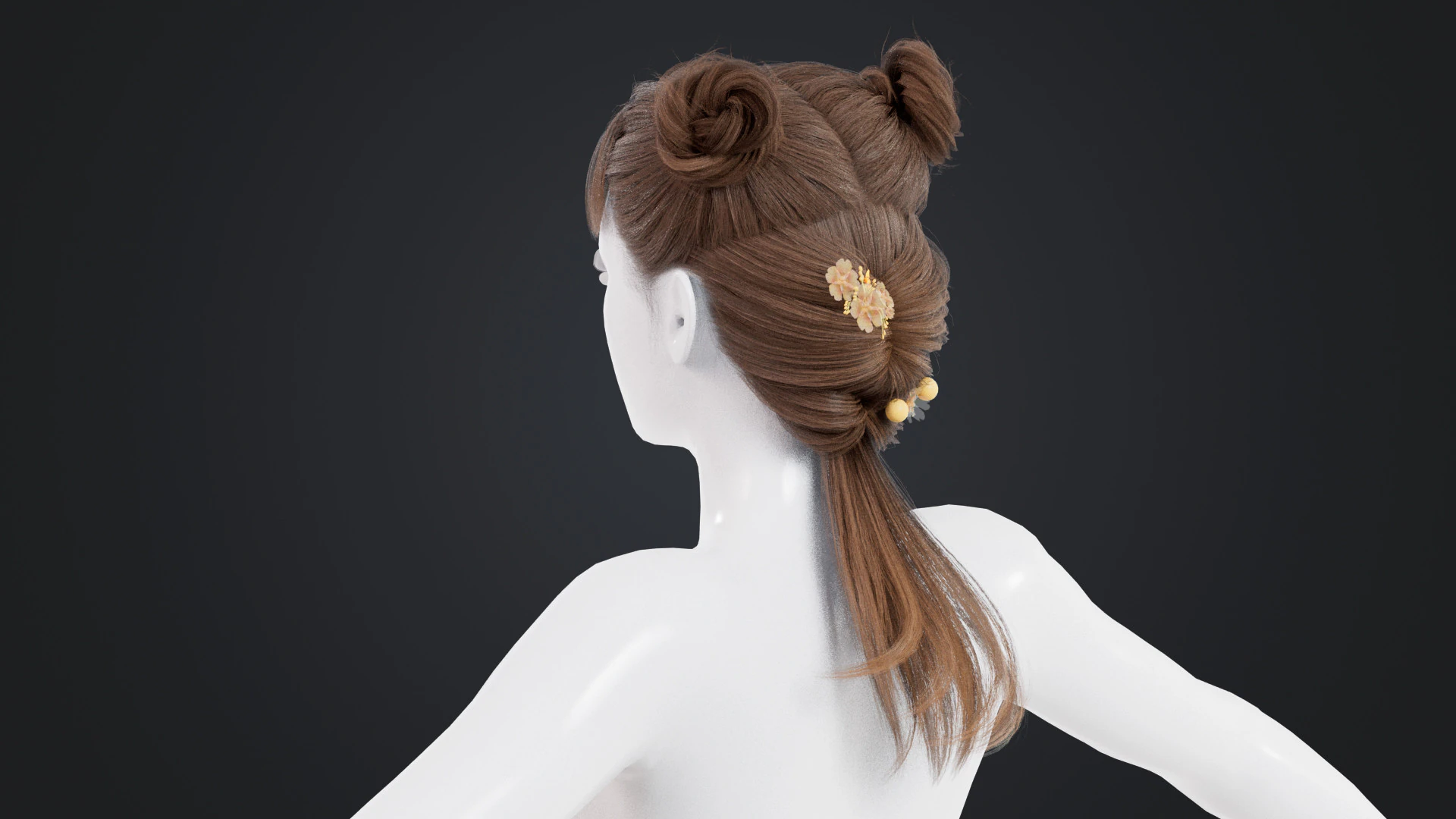 Female Hair 3D Model .c4d .max .obj .3ds .fbx .stl .blend