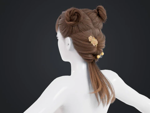 女性の髪 3Dモデル