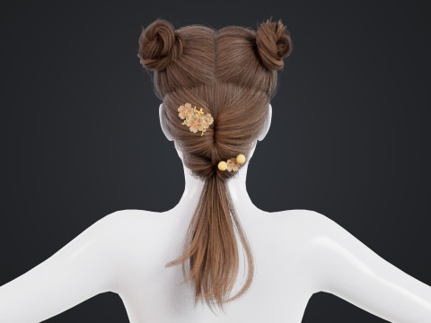 Female Hair Modelo 3D
