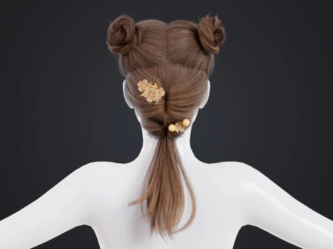 Female Hair 3D Model