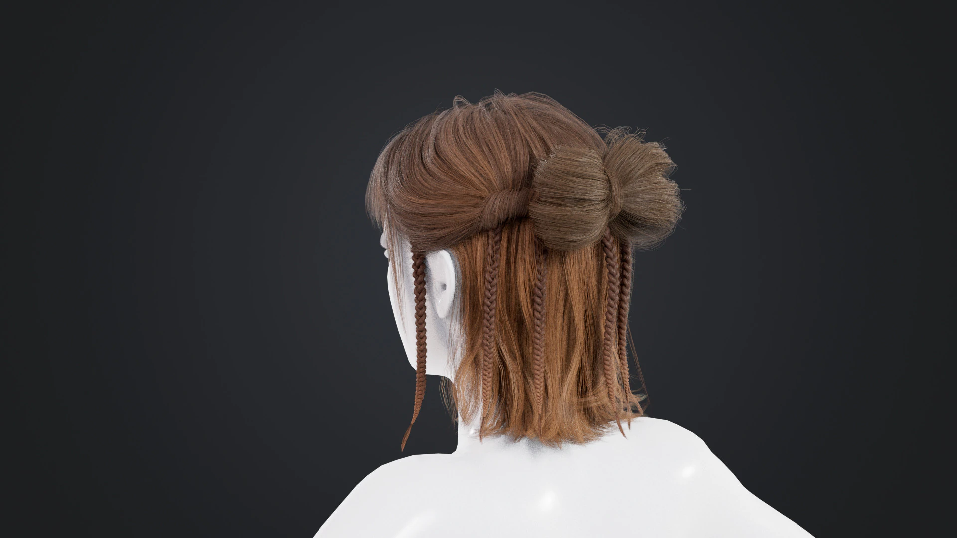 Female Hair 3D Model .c4d .max .obj .3ds .fbx .stl .blend 
