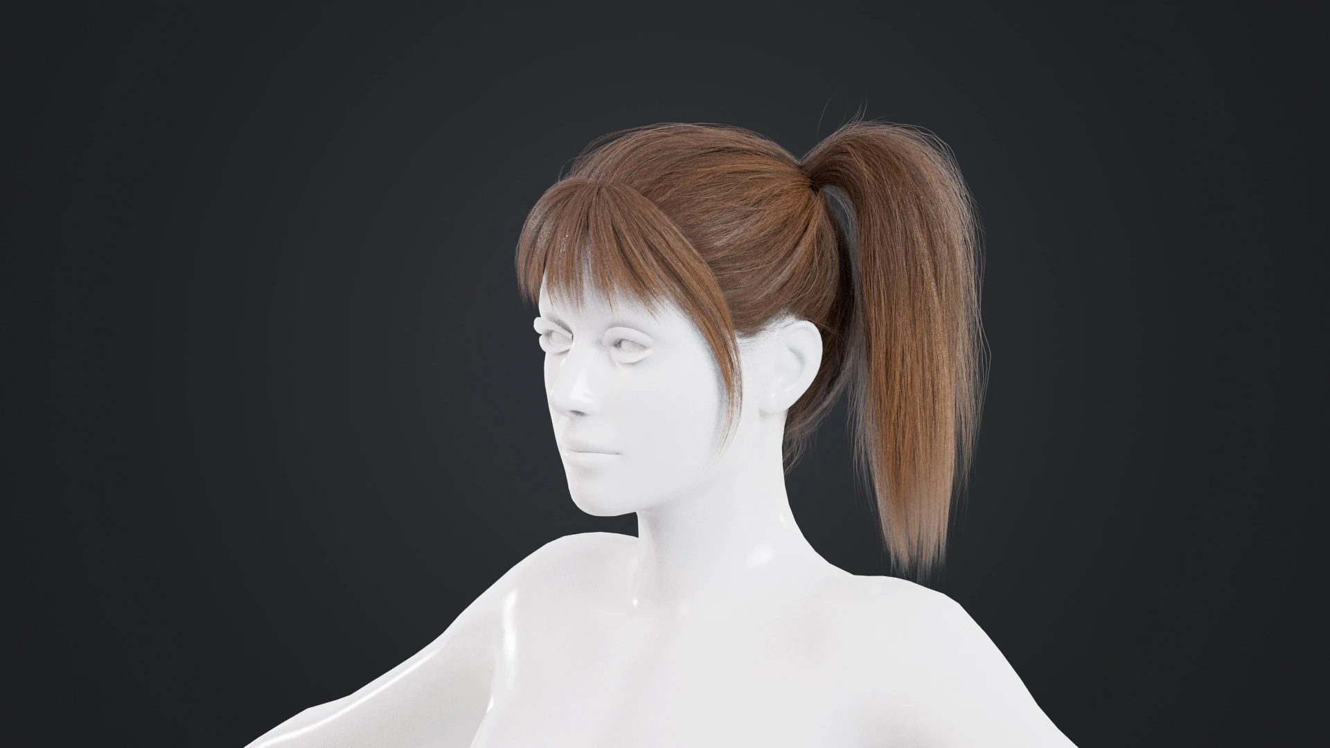 Female Hair 3D Model .c4d .max .obj .3ds .fbx .stl .blend 