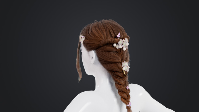 Female Hair Model 3D .c4d .max .obj .3ds .fbx .stl .blend 