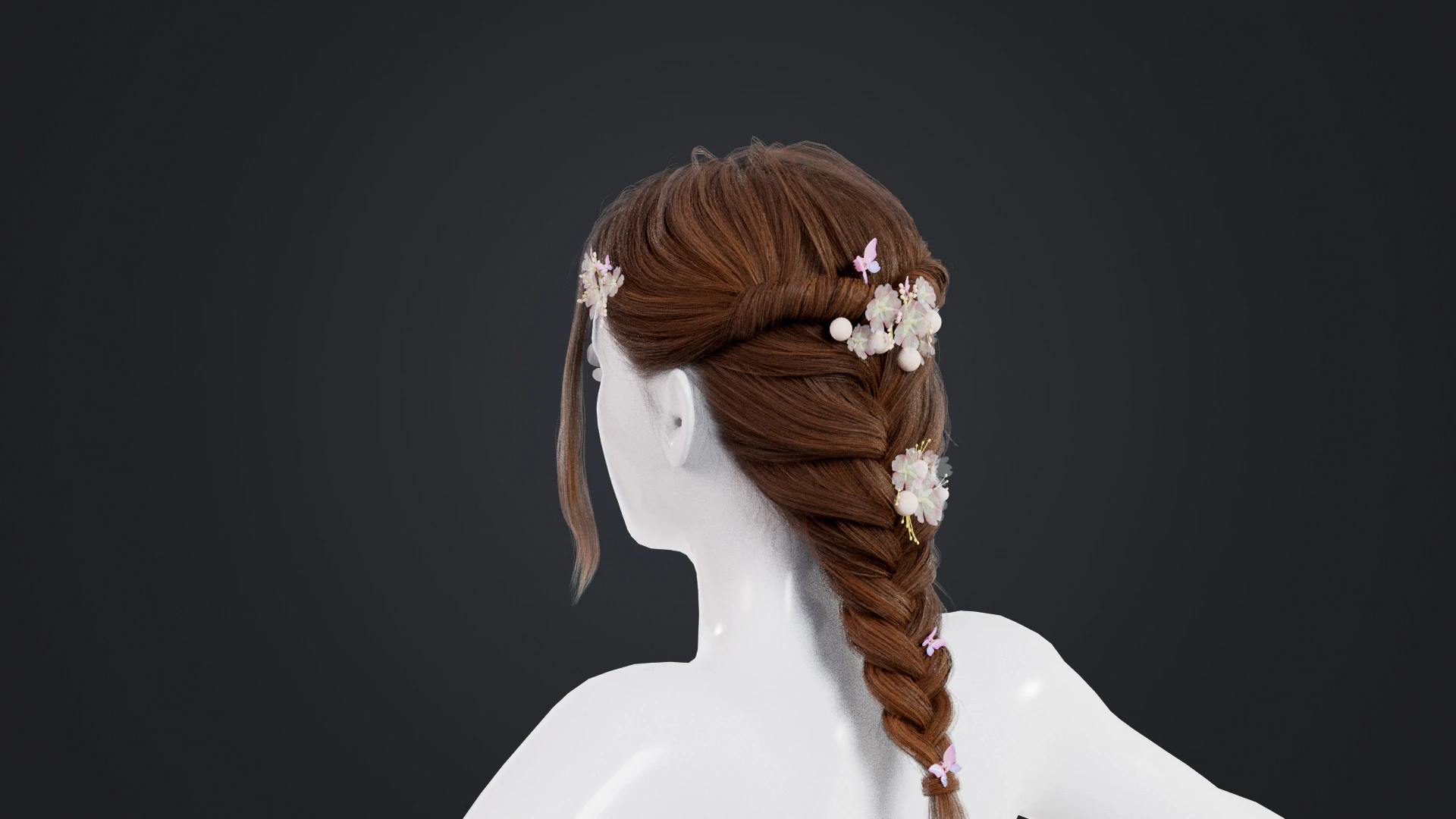 Female Hair 3D Model .c4d .max .obj .3ds .fbx .stl .blend