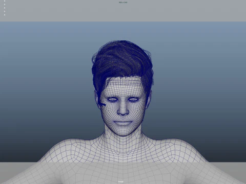 Realistic Male Hair 3D Model