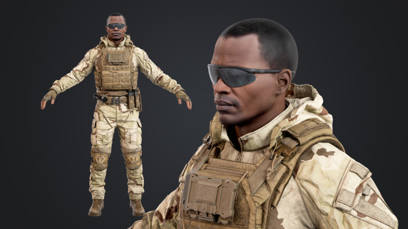 Special Operation United States Soldier 3D Model .c4d .max .obj .3ds .fbx .stl .blend 