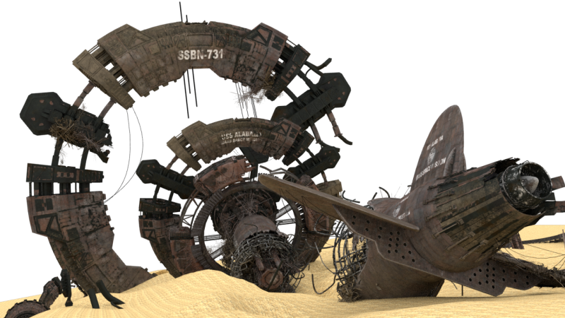 Spaceship Wreckage 3D-Modell .c4d .max .obj .3ds .fbx .stl .blend 